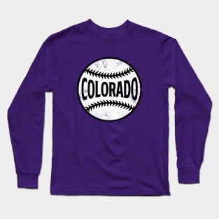 Colorado Retro Baseball - Purple Long Sleeve T-Shirt